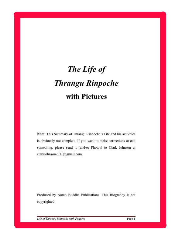 The Life of Thrangu Rinpoche with Pictures